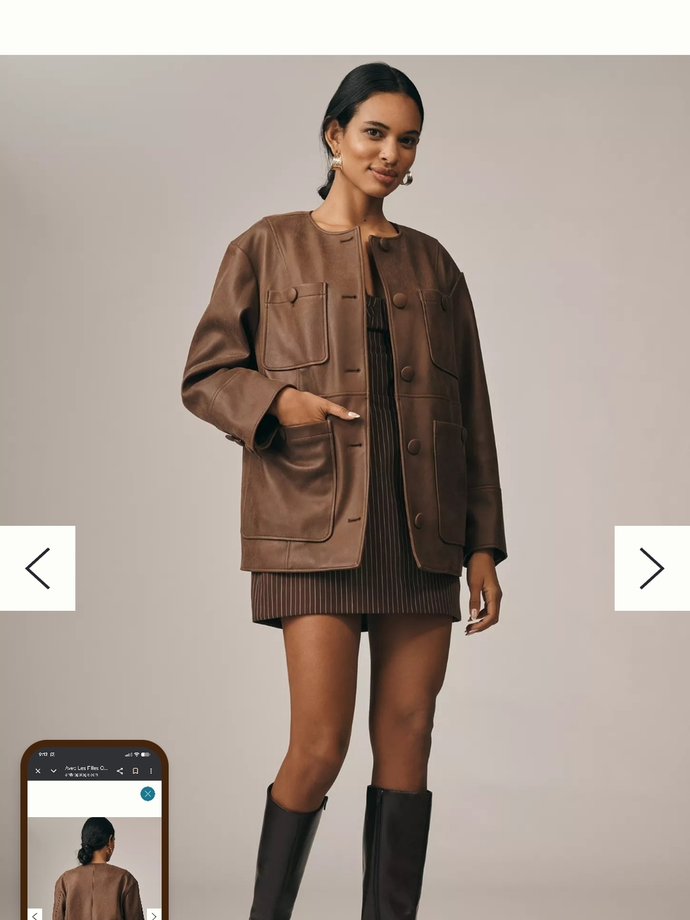 Avec Les Filles Chocolate Brown Leather Button-Front Jacket